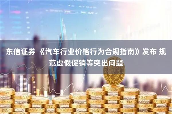 东信证券 《汽车行业价格行为合规指南》发布 规范虚假促销等突出问题